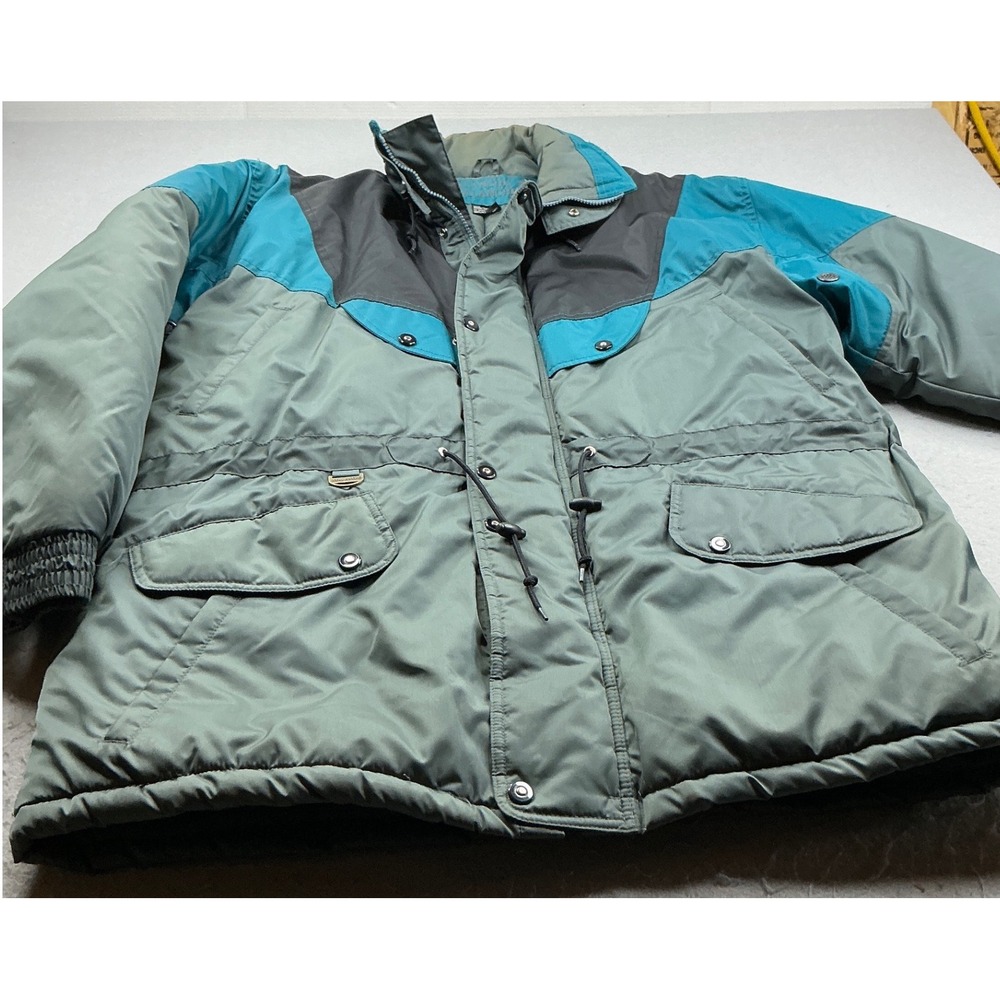 Avalanche Vintage 90s Colorblock Ski Parka Jacket Grey Teal Puffer Large